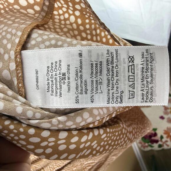 Madewell Khaki Tan Dot V-Neck Balloon-Sleeve Elbow Length Maxi Dress - Size - 12 - Picture 9 of 13